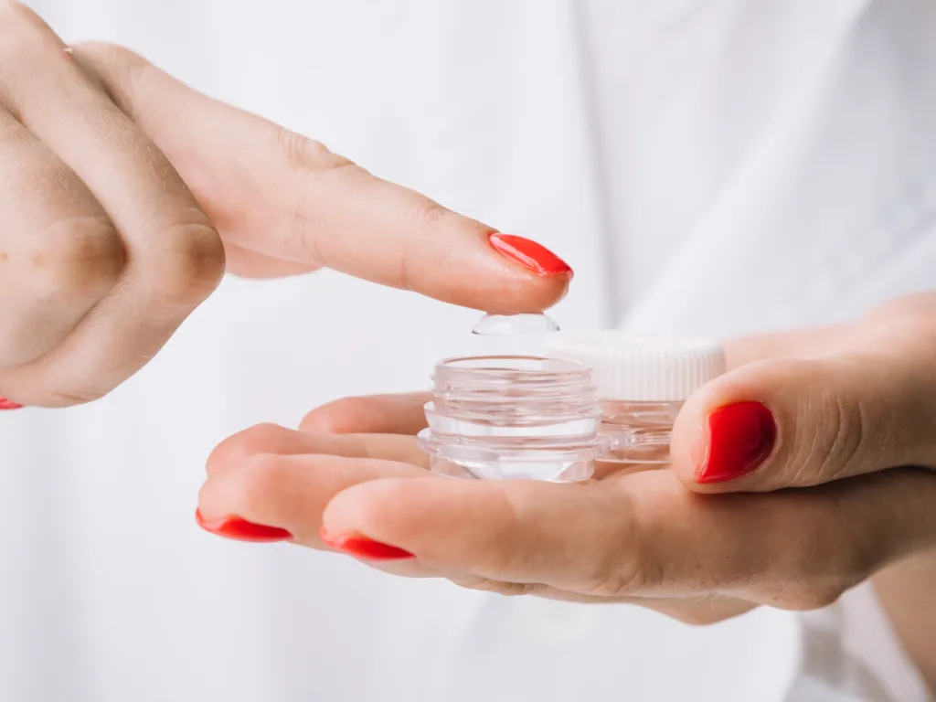 Contact lens case care routine